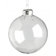 Χριστουγεννιάτικη Γυάλινη Μπάλα, Διάφανη (10cm)